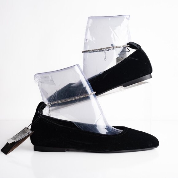Massimo Dutti Womens Ballet flats Velvet Rhinestone Strap Black US 6.5 EU 37 New - Picture 2 of 8
